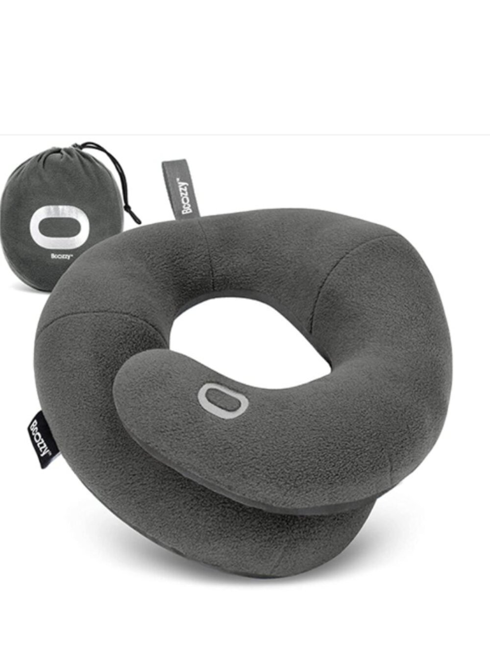 BCOZZY Travel Neck Pillow for Airplane – Patented Double Support Gray Large